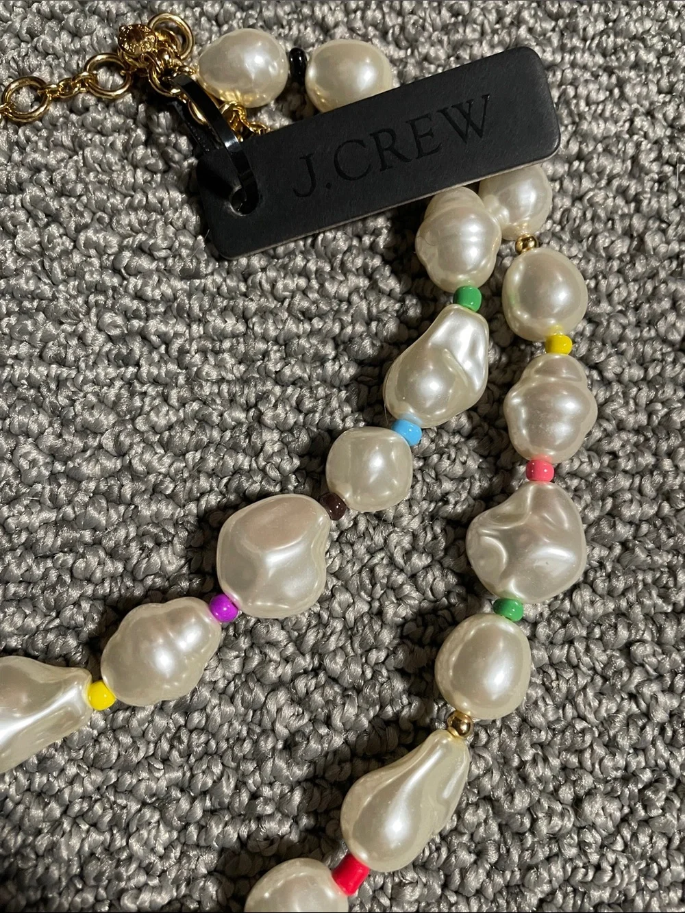 J. Crew Cream Faux Pearl Necklace with Multicolor Accents